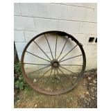 Rustic Metal Wagon Wheel with Spokes