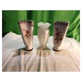 Floral Ceramic Vases and Glass Vase