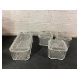 Four Glass Refrigerator Dishes with Lids
