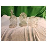 Three Footed Cut Glass Containers
