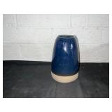 Blue and Beige Glazed Ceramic Vase