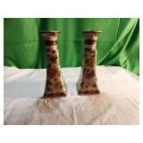 Floral Ceramic Candlestick Holders