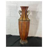 Tall Metal Vase with Ornate Handles