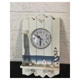 Nautical-Themed Wall Clock on Wooden Plaque