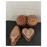 Four Copper Gelatin Molds