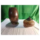 Two Mosaic Glass Decorative Vessels