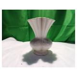 White Ceramic Vase with Fluted Rim