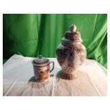 Decorative Ceramic Vase and Lidded Mug Set