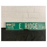 Green Metal E. Ridge Rd Street Sign