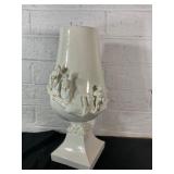 White Ceramic Vase with Relief Figures