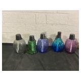 Five Colored Glass Oil Lamps