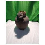Handcrafted Clay Pot With Woven Rim Accent