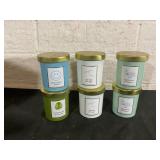 Six Scented Candles with Gold Lids