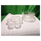 Two Pressed Glass Serving Pieces: Bowl and Divided