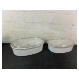 Two Oval Ceramic Baking Dishes with Lids