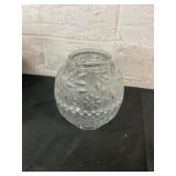 Clear Cut Glass Vase with Leaf Motif