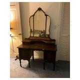 Wood Vanity with Mirror and Storage Drawers
