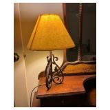 Wrought Iron Table Lamp with Fabric Shade