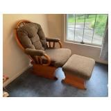 Wooden Glider Chair With Matching Ottoman