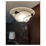 Bronze Floor Lamp with Leaf Motif and Frosted Shad