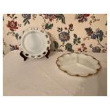 Milk Glass Plates with Decorative Edges