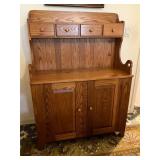 Oak Hutch With Four Drawers and Two Doors