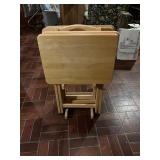 Wooden Folding TV Tray Table Set with Stand