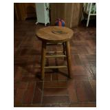 Round Wooden Stool with Ladder Rungs