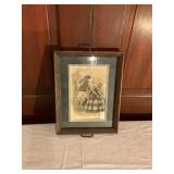 Framed Vintage Print in Decorative Metal Frame