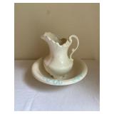 Earthenware Basin and Pitcher Set with Blue Detail