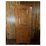 Two-Piece Solid Oak Corner Cabinet