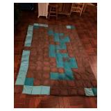 Handmade Patchwork Quilt in Brown and Teal