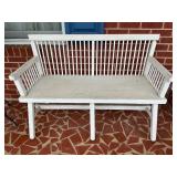 White Painted Wooden Spindle-Back Bench