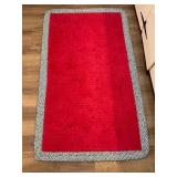 Rectangular Red Area Rug with Patterned Border
