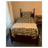 Wooden Twin Bed Frame with Turned Posts