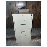 Two-Drawer Metal Filing Cabinet with Contents