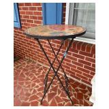 Round Mosaic Top Metal Accent Table