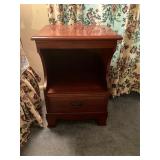 Wooden Nightstand with Drawer and Open Shelf