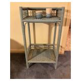 Blue Painted Wicker Shelfï¿½ with Accessories