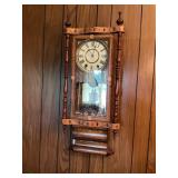 Wooden Wall Clock with Decorative Inlay