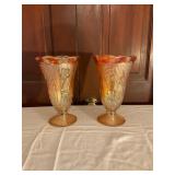 2 Matching Iridescent Iris and Herringboneï¿½ Vases