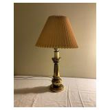 Brass Table Lamp with Pleated Shade