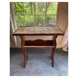 Wood Table With Tapestry Top