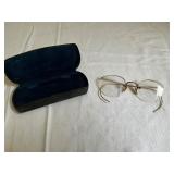 Gold-Tone Rimless Eyeglasses with Case