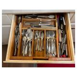 Flatware and Utensils in Wooden Organizer
