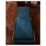 Folding Cot with Metal Frame and Blue Fabric