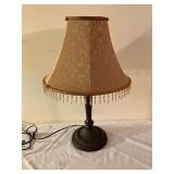 Table Lamp with Fabric Shade and Beaded Fringe