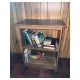 Wooden Rolling Shelf Unit with Two Shelves