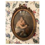 Oval Giltwood Frame with Romantic Print