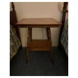 Wooden Side Table with Turned Legs